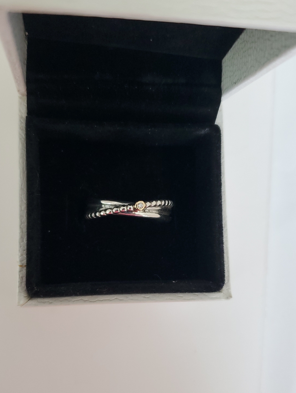 Pandora Rising Star Ring Sterling Silver w/Diamond Size 58